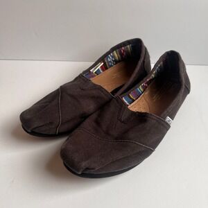 TOMS Classic Alpargata Canvas Slip On Flats black Womens 10